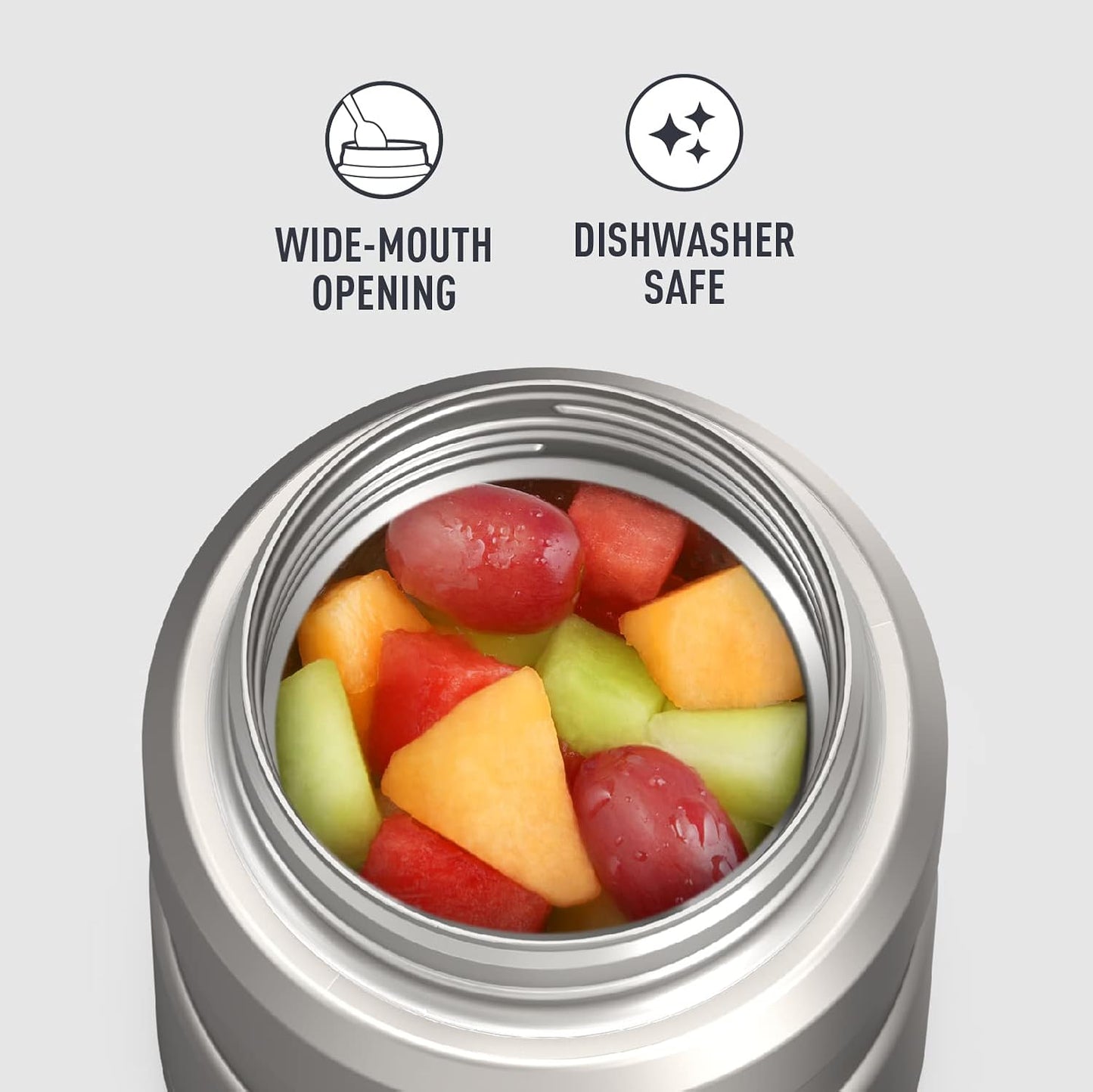 Stainless King Vacuum-Insulated Food Jar with Spoon, 16 Ounce, Matte Stainless Steel