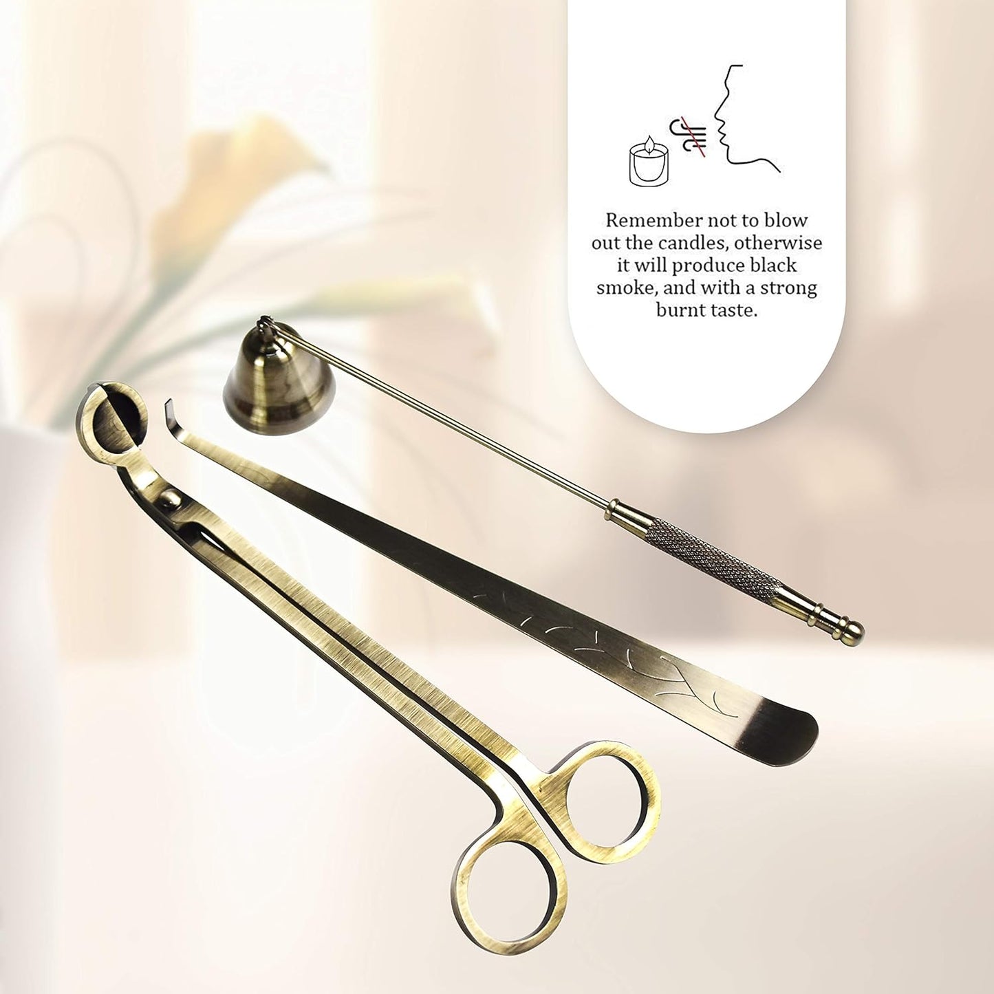 Candle Snuffer,Candle Wick Trimmer, 3 in 1 Candle Tools Candle Accessory Set Candle Cutter Candle Maintenance Kit and Candle Wick Dipper with Gift Package for Candle Lover (Antique Bronze)