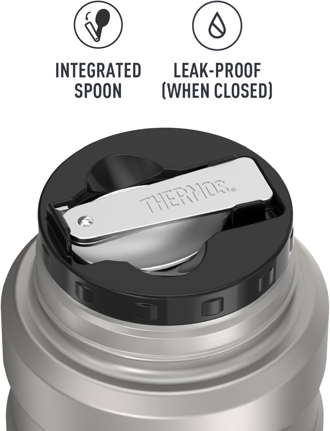 Stainless King Vacuum-Insulated Food Jar with Spoon, 16 Ounce, Matte Stainless Steel