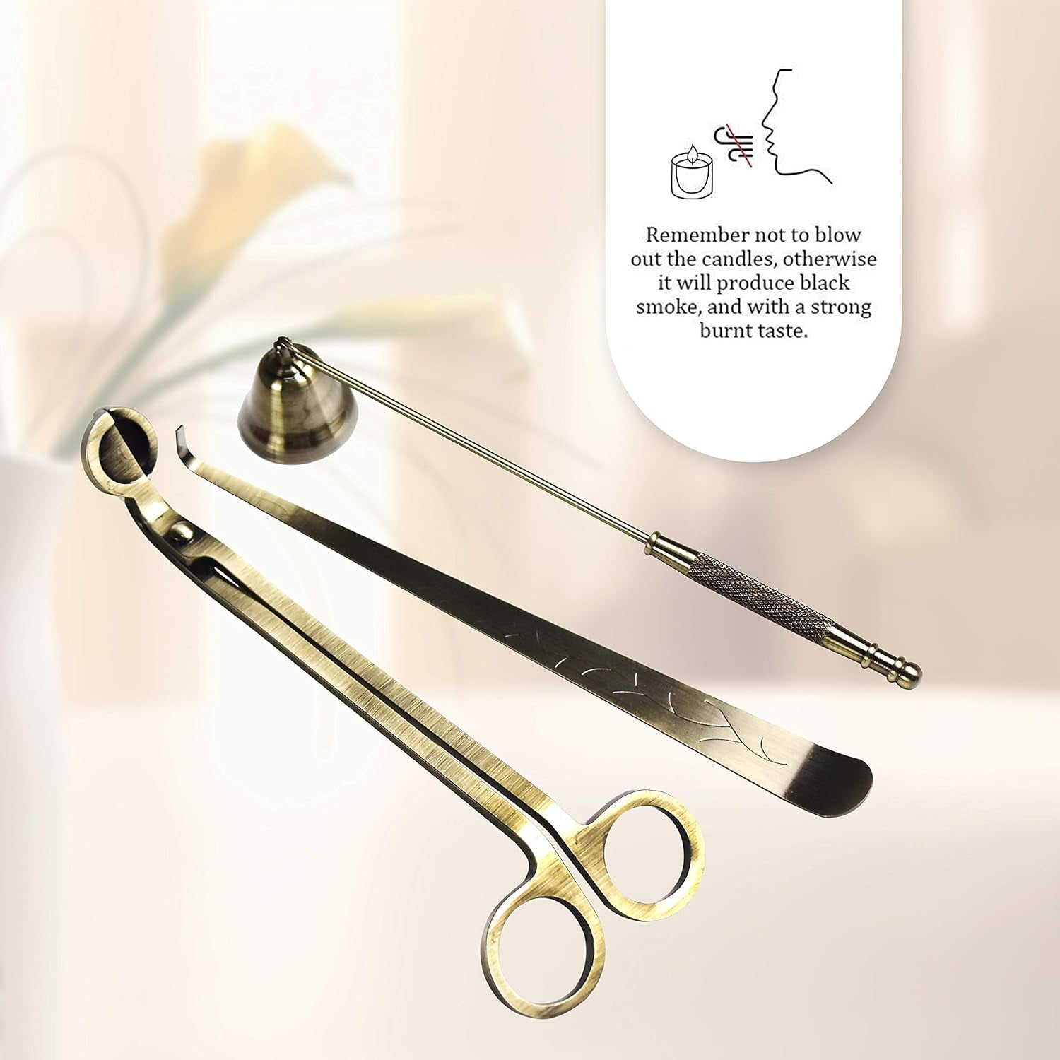 Candle Snuffer,Candle Wick Trimmer, 3 in 1 Candle Tools Candle Accessory Set Candle Cutter Candle Maintenance Kit and Candle Wick Dipper with Gift Package for Candle Lover (Antique Bronze)