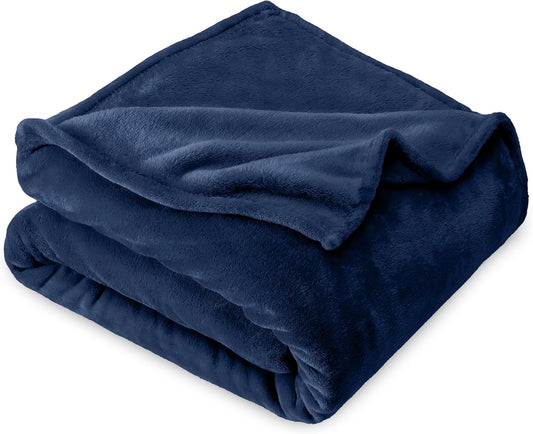 Fleece Blanket - King Size - Ultra-Soft Lightweight for Bed, Sofa, and Couch - Luxury Microplush - Cozy Warm Blanket (King, Dark Blue)