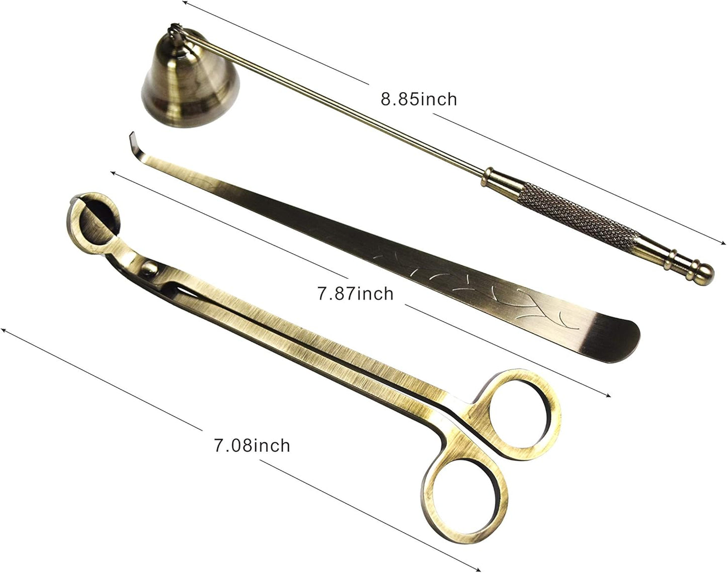 Candle Snuffer,Candle Wick Trimmer, 3 in 1 Candle Tools Candle Accessory Set Candle Cutter Candle Maintenance Kit and Candle Wick Dipper with Gift Package for Candle Lover (Antique Bronze)
