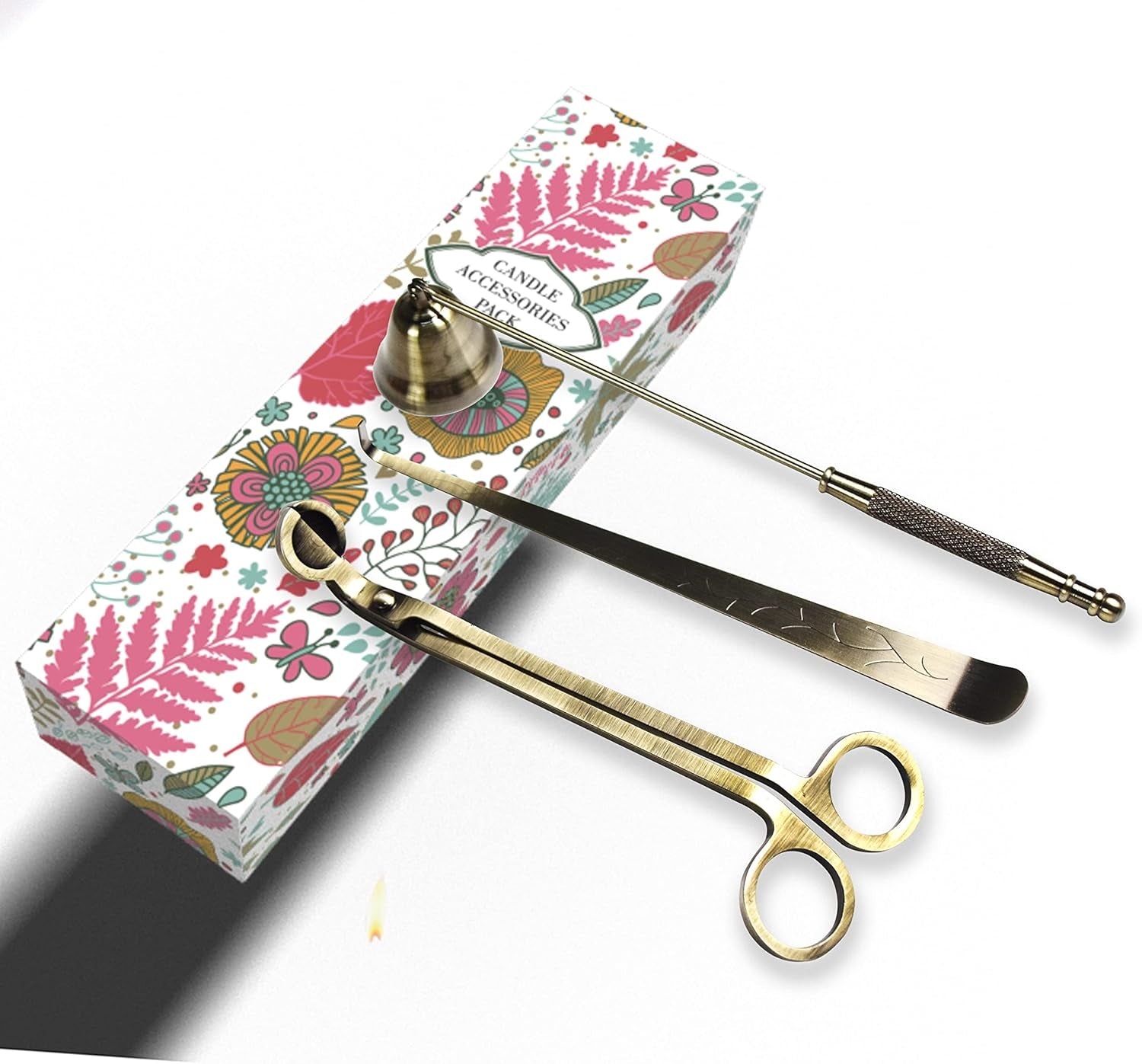 Candle Snuffer,Candle Wick Trimmer, 3 in 1 Candle Tools Candle Accessory Set Candle Cutter Candle Maintenance Kit and Candle Wick Dipper with Gift Package for Candle Lover (Antique Bronze)