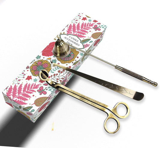 Candle Snuffer,Candle Wick Trimmer, 3 in 1 Candle Tools Candle Accessory Set Candle Cutter Candle Maintenance Kit and Candle Wick Dipper with Gift Package for Candle Lover (Antique Bronze)