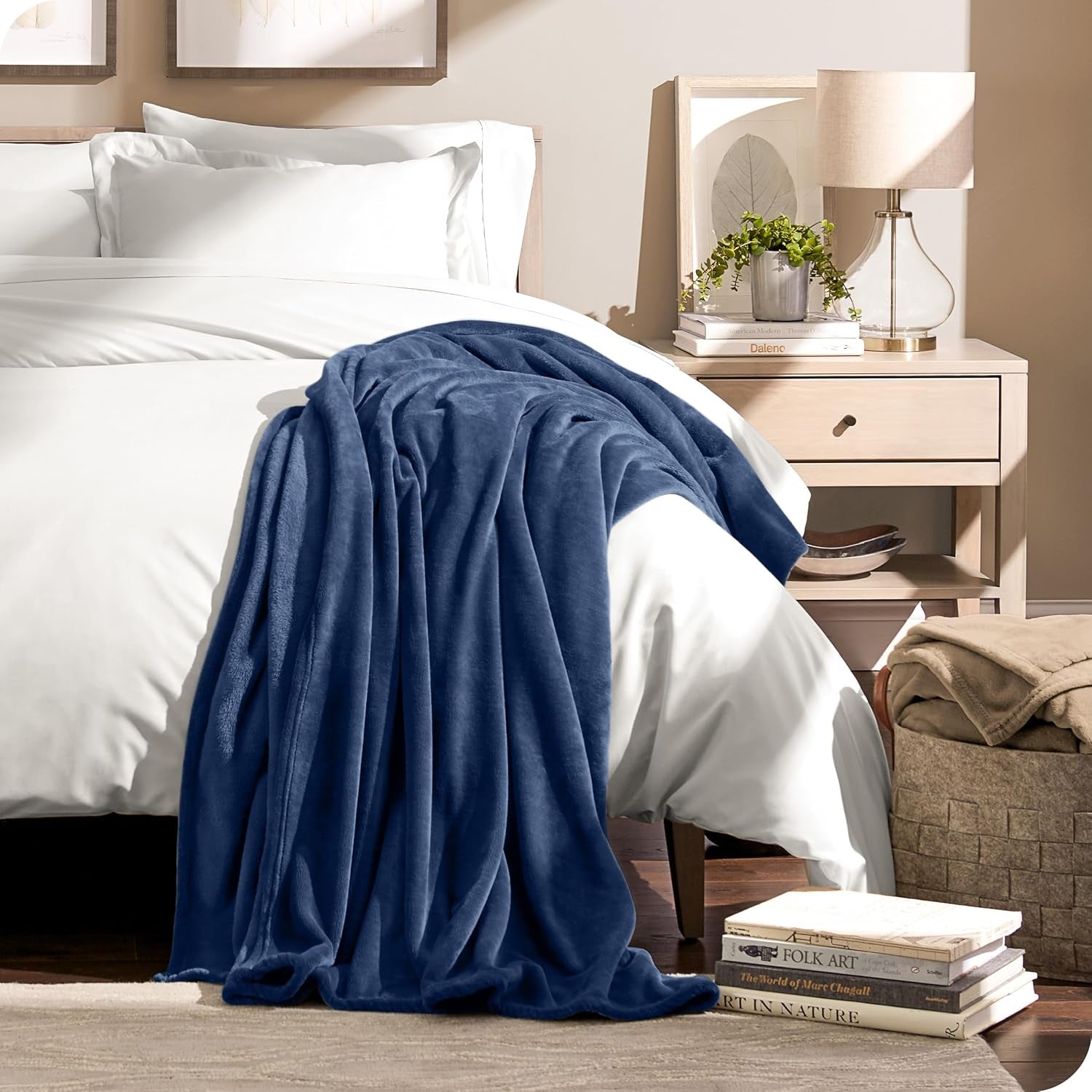 Fleece Blanket - King Size - Ultra-Soft Lightweight for Bed, Sofa, and Couch - Luxury Microplush - Cozy Warm Blanket (King, Dark Blue)