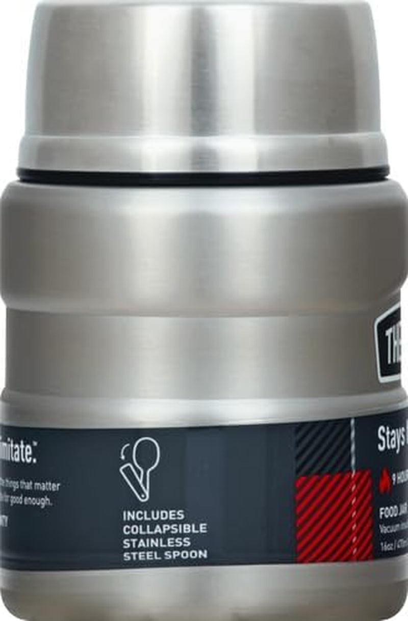 Stainless King Vacuum-Insulated Food Jar with Spoon, 16 Ounce, Matte Stainless Steel